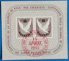 1945 Zu W 23 / Mi Bl 12 / YT BF 12 Obl. 1er Jour SBK 100 CHF Voir Description - Blocs & Feuillets