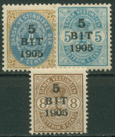 Dänisch Westindien 1905 Reichswappen Mit Aufruck 5 Bit 1905, 38/40 Mit Falz - Danimarca (Antille)