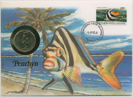 Penrhyn 1993 Küstenlandschaft Fisch Numisbrief Mit 1 Dollar Cook-Inseln (N389) - Islas Cook