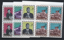 YEMEN MUTAWAKALITE KINGDON - 1966  KENNEDY SURCHARGES SET OF 4 IN  CORNER BLOCK OF 4 MNH, SG CAT £80 - Yemen