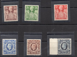 GREAT BRITAIN -1939-  KING GEORGE  VI HIGH VALUES SET OF  6 MINT NEVER HINGED  - Ongebruikt