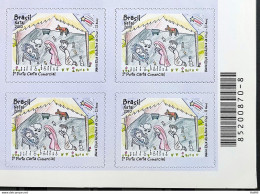 C 3050 Brazil Stamp Religion Christmas 2010 Block Of 4 Bar Code - Neufs