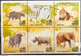 C 3053 Brazil Stamp Diplomatic Relations Zambia Elephant Lion Rhinoceros 2010 - Ungebraucht