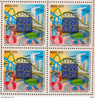 C 3035 Brazil Stamp Conference Printers Brazil Postcard Stamps GPSPA Samba Christ The Redeemer 2010 Block Of 4 - Neufs