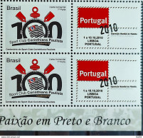 C 3029 Brazil Personalized Stamp Corinthians Football Portugal 2010 Block Of 4 Vignette Passion Black And White - Gepersonaliseerde Postzegels