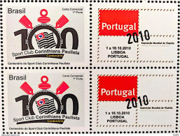 C 3029 Brazil Personalized Stamp Corinthians Football Portugal 2010 Block Of 4 - Personalized Stamps