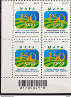 C 3002 Brazil Stamp 150 Years Ministry Of Agriculture And Livestock 2010 Block Of 4 Bar Code - Nuovi