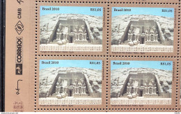 C 3001 Brazil Stamp Diplomatic Relations Egypt Temple Abu Simbel Nubia 2010 Block Of 4 Vignette Correios - Neufs