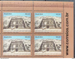 C 3001 Brazil Stamp Diplomatic Relations Egypt Temple Abu Simbel Nubia 2010 Block Of 4 Vignette Website - Neufs