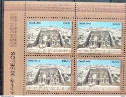 C 3001 Brazil Stamp Diplomatic Relations Egypt Temple Abu Simbel Nubia 2010 Block Of 4 Vignette Drawings - Ongebruikt