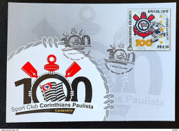 Brazil Maximum Card Corinthians Soccer Football Postcard 2010 In Fabric 3 - Cartoline Maximum