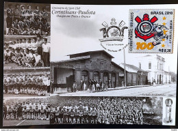 Brazil Maximum Card Corinthians Football Passion In Black And White Postcard 2010 CBC SP Fabric Stamp - Cartes-maximum