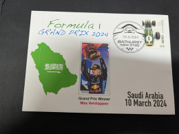 15-3-2024 (3 Y 7) Formula One - 2024 Saudi Arabia Grand Prix - Winner Max Verstappen (10 March 2024) Formula 1 Stamp - Cars