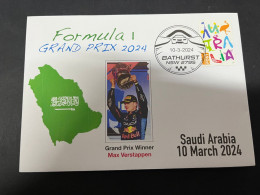 15-3-2024 (3 Y 7) Formula One - 2024 Saudi Arabia Grand Prix - Winner Max Verstappen (10 March 2024) OZ  Stamp - Auto's