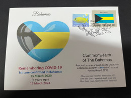 15-3-2024 (3 Y 7) COVID-19 4th Anniversary - Bahamas - 15 March 2024 (with Bahamas UN Flag Stamp) - Maladies