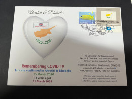 15-3-2024 (3 Y 7) COVID-19 4th Anniversary - Akrotiri (in Cyprus) - 15 March 2024 (with Cyprus UN Flag Stamp) - Maladies