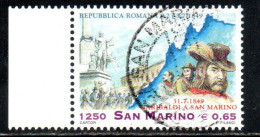 REPUBBLICA DI SAN MARINO 1999 RITIRATA GARIBALDI A SM LIRE 1350 € 0,65 USATO USED OBLITERE' - Oblitérés