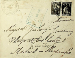 Portugal 1917 Censura Postal. Carta Enviada Do Porto Para Madrid - Marcofilie