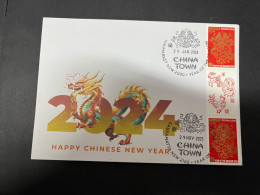 15-3-2024 (3 Y 9) Australia Cover (2024) Happy Chinese New Year Of Dragon (2 Stamps & Postmarks) - Anno Nuovo Cinese