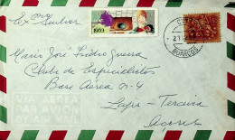 Portugal 1968 Carta De Buarcos Para As Lages, Nos Açores Vinheta IANT - Poststempel (Marcophilie)