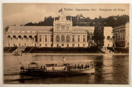 PIEMONTE TORINO 2 ESPOSIZIONE 1911 PADIGLIONE DEL BELGIO  Formato Piccolo Non Viaggiata In Primo Piano Battello Pubblici - Tentoonstellingen