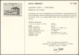 Europa CEPT 1990 Portugal Y&T N°DP1800 - Michel N°PD1822 *** - 80e EUROPA - 1990