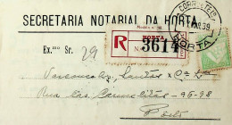 Portugal 1939 Carta Registada Da Horta Para O Porto - Poststempel (Marcophilie)