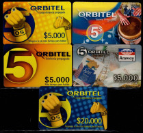 TT31-COLOMBIA PREPAID CARDS - 2003 - USED - ORBITEL - $5.000 - $20.000 - Colombie