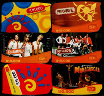 TT35-COLOMBIA PREPAID CARDS - 2007 - USED - OLA - REBELDE,MADAGASCAR - $8.000 - $10.000 - $20.000 - Colombia