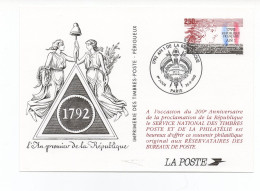 Entier Postal 1992 - 1792 An 1 De La République YT 2771 - Paris Le 26/09/1992 - Pseudo-officiële  Postwaardestukken