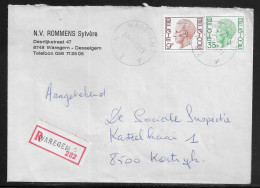 Belgium. Stamps Sc. 763, 779 On Registered Commercial Letter, Sent From Waregem On 24.07.1980 For Kortrijk - 1970-1980 Elström