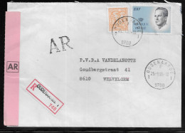 Belgium. Stamps Sc. 1088, 1103 On Registered Commercial Letter, Sent From Oudenaard On 25.09.1985 For Wevelgem - Lettres & Documents
