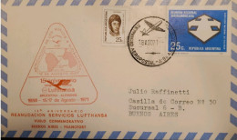 MI) 1971, ARGENTINA, RESUMPTION OF LUFTHANSA SERVICES, FROM BUENOS AIRES, AIR MAIL, GENERAL JOSE DE SAN MARTIN, INTER-AM - Usados