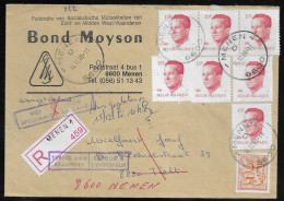 Belgium. Stamps Sc. 781, 970 On Registered Commercial Letter, Sent From Bond Moyson Menen  - Health Insurance Agency - Briefe U. Dokumente