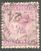 504 Inde 1882 Victoria 8p Violet Very Fine (IND-63) - 1882-1901 Empire