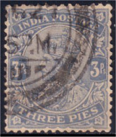 504 Inde East 3p Blue Grey (IND-2) - 1882-1901 Empire