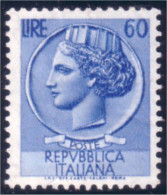 520 Italy 60 L Blue Monnaie Syracuse Coin No Gum Sans Gomme (ITA-28) - 1961-70: Neufs