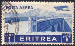 521 Eritrea Posta Coloniale Italiana Avion Pont Bridge Airplane (ITC-50) - Ponti