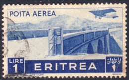 521 Eritrea Posta Coloniale Italiana Avion Pont Bridge Airplane (ITC-52) - Ponti