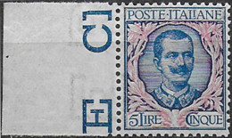 1901 Italia VE III Lire 5 Azzurro Rosa Bfc MNH Sassone N.78 - Autres & Non Classés