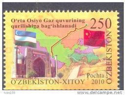 2010. Uzbekistan, Gaz-Mail Turkmenistan-China, 1v, Mint/** - Oezbekistan