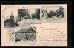 Passepartout-AK Bramstedt /Holst., Kirche, Schule, Landweg Und Maienbeck  - Bad Bramstedt