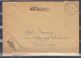Brief Van Antwerpen R1R Naar Antwerpen Met Langstempel Antwerpen 1 - Griffes Linéaires
