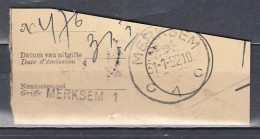 Fragment Met Stempel Merksem C1C Met Langstempel Merksem 1 - Linear Postmarks