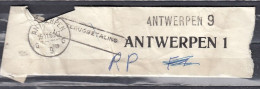 Fragment Van Antwerpen 1 Met Langstempel Antwerpen 9 - Sello Lineal