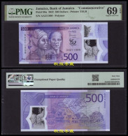 Jamaica 500 Dollars 2023, Polymer, Commemorative, AA Prefix, Lucky Number 999, PMG69 - Giamaica