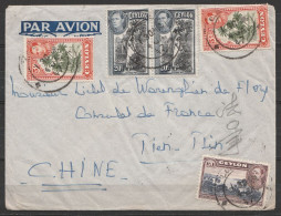 Ceylan - L. Affr. 1,5R Càd COLOMBO /4 JA 1947 Pour Consulat De France à TIEN-SIN (Chine) - Ceylon (...-1947)