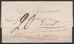 L. Datée 28 Mai 1828 De LOKEREN Pour GAND - Griffe "LOKEREN" - Port "20" Man. "……….nulle Valeur" ? - 1815-1830 (Periodo Olandese)