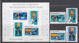 Bulgaria 1973 - Submarine Research In The Black Sea, Mi-Nr. 2212/15+Bl. 38, MNH** - Unused Stamps