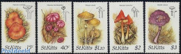 Saint Kitts/Nevis 1987 Mushrooms 5v, Mint NH, Nature - Mushrooms - Paddestoelen